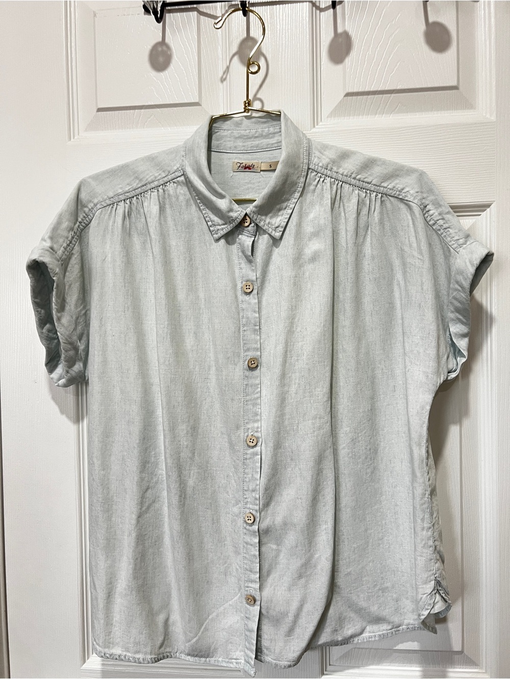 Faherty Tried & True Breeze Shirt Size Small rolled Sleeve Boxsy Button-Up